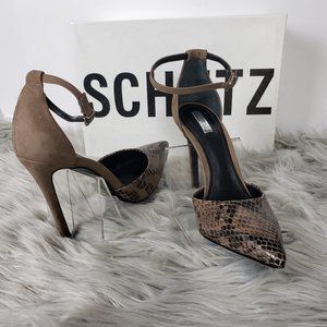 Schutz Women's Irma Ankle Strap Pump, Yucca/Black